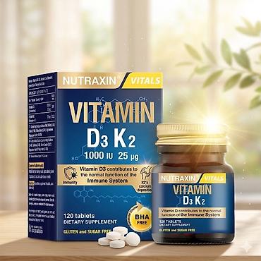 multizan d3: Nutraxin Vitals Vitamin D3 K2 – qida əlavəsi - Tərkib: D3 vitamini — 1