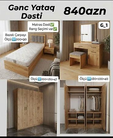 Детская мебель: Gənc Yataq Dəsti – G_1 modeli Dəst tərkibi: - Bazalı çarpayı – ölçü — 1