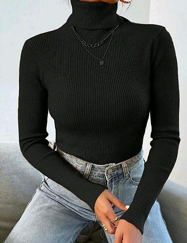 mcloud jakne: Crna rebrasta rolka (Slim Fit) - rastegljiva i elegantna Mekana — 3