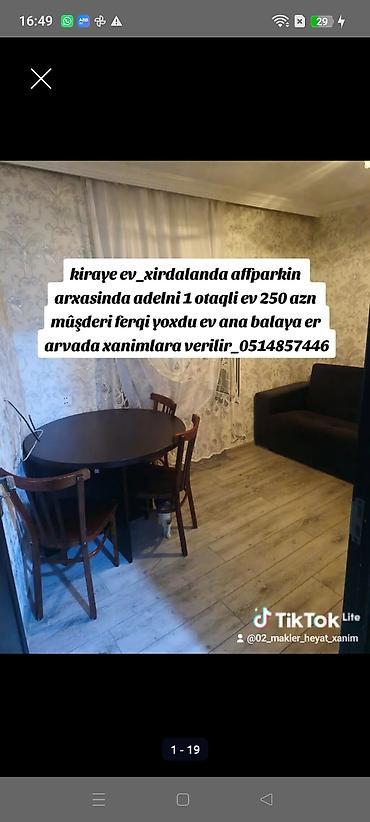 imisli ev alqi satqisi: 40 kv. m, 1 otaqlı, Kombi, Qaz, İşıq — 1