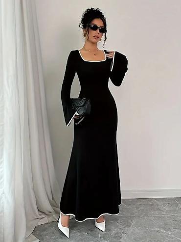 Qara maxi don –s m raz gedir ağ haşiyəli, uzunqol, kare yaxalı - lalafo.az -da Qara maxi don –s m raz gedir ağ haşiyəli, uzunqol, kare yaxalı -