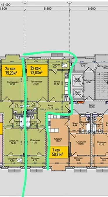 агентство снять квартиру: 2 комнаты, 73 м², 11 этаж