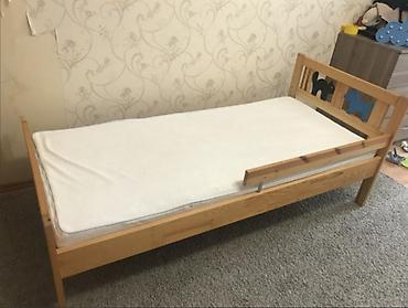детская кровать ikea: Детская односпальная кровать, Б/у, Для девочки, Для мальчика, С матрасом, С бортиком, Дерево — 2