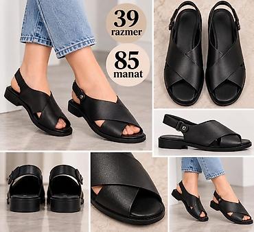 Qadın üçün qara sandal - Model: Açıq burunlu, arxadan qayışlı - lalafo.az -da Qadın üçün qara sandal - Model: Açıq burunlu, arxadan qayışlı -