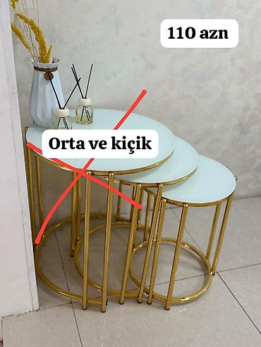 dekor qab: Modern dizayna sahib yuvarlaq sehpalar – orta və kiçik ölçü dəsti — 1