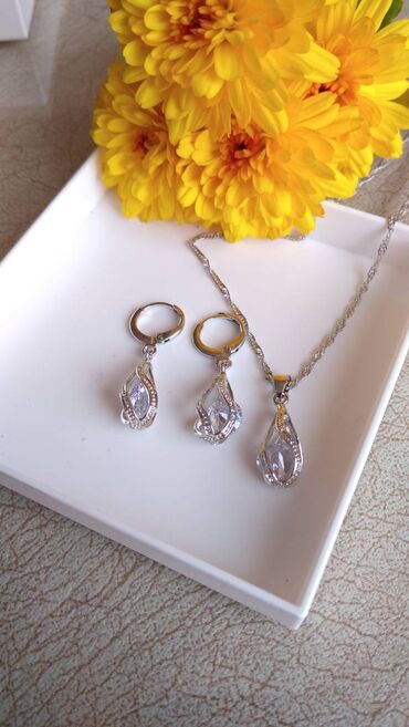 srebrni krstic privezak: Set: Earrings, Necklace, Material: Silver