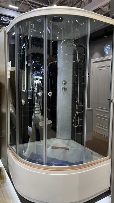 Душевые кабины: Душевая кабина Полукруглая, Размер: 90 x 90 см, Высота поддона: 15 см,Покрытие: Тонированное — 13