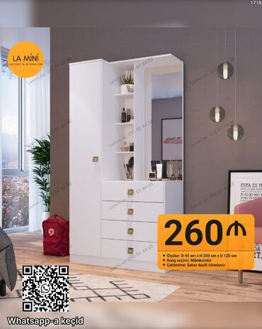 Açılan, 1 qapı Künc dolab