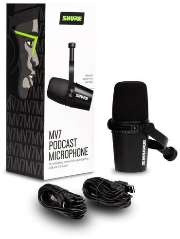 klarnet mikrofonu: Shure MV7 XLR/USB Podcast Podcast üçün nəzərdə tutulmuş keyfiyyətli