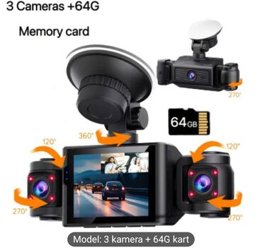 wi fi камеры: Üçlü avtomobil DVR kamera sistemi Xüsusiyyətlər: - Eyni anda 3 kamera