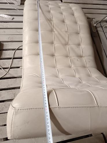 mebel materialı: Ağ rəngli lounge/şezlong kreslo - Material: temiz dəri üzlük — 5
