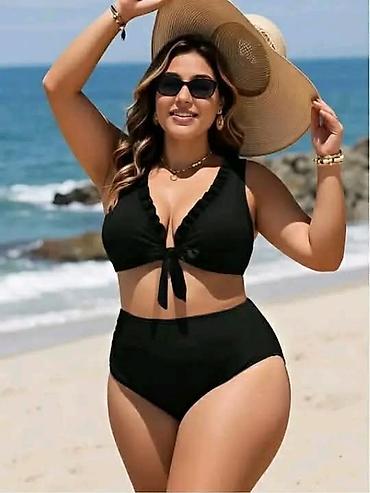 helanke 116: Dvodijelni ženski kupaći kostim – crni, plus size - Model: bikini sa — 1