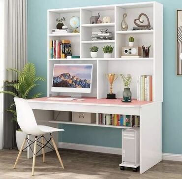 Sifarişlə yazı masaları: Dördbucaq masa, Stulsuz, Polkalı, Siyirməli, Türkiyə, Mat laminat — 5