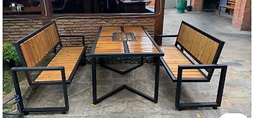 nil group: Metall karkaslı ağac mebel dəstləri - Material: qalın divarlı qara — 5