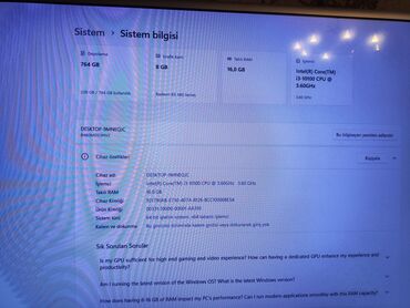 Masaüstü kompüterlər və iş stansiyaları: 💥 Oyun üçün hazır sistem – i3 10100 / RX 580 8GB / 16GB RAM Sistem — 4