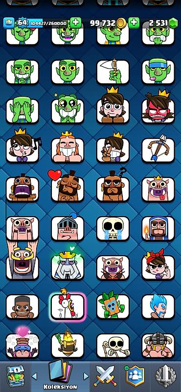 Digər əntiq əşyalar: Clash Royale hesabı: - Kral səviyyəsi: 64 - Daş: 2531 - Rozetlər — 9