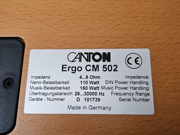 Zvučnici i stereo sistemi: Canton Ergo CM 502 – centralni zvučnik (Made in Germany) - Serija — 2