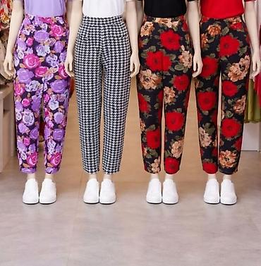 moderne perike: Ženske pantalone sa visokim strukom – različiti dezени - Kroj: ravne — 1