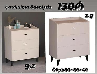 Komodlar: Ağ rəngdə komod/dreşuar - 4 çekmecəli, səthində qoruyucu bort - — 1
