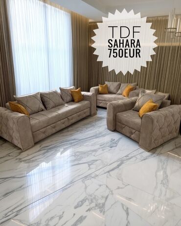 emmezeta trosedi za spavanje: Elegantna sofa i fotelje bež boje, model Sahara, predstavljaju idealan