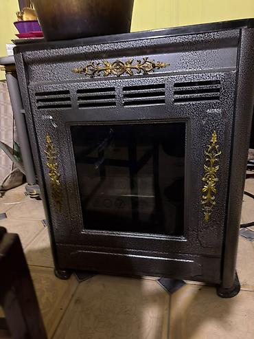 qaz peci satilir: Dekorativ qaz sobası/istilik ocağı - Material: metal korpus, şüşə ön — 1