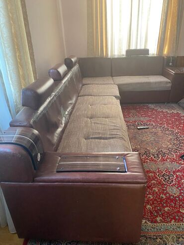 стенка в гостинную: Угловой диван, C подушками, Трёхместный и более, Кожзаменитель