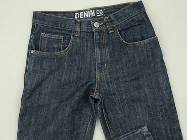 czarne jeansy dzwony z wysokim stanem: Spodnie jeansowe, DenimCo, 13 lat, 158, stan - Dobry