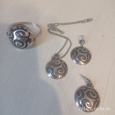 серебряный набор кольцо и серьги: Комплект 8000 серебро