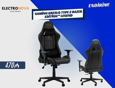 Monitorlar: 🎮 Gaming Kreslo – TYPE Z RAZER Edition™ LEGEND ✔️ Premium dizayn –