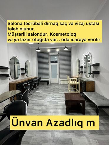 Digər gözəllik və sağlamlıq xidmətləri: Təcili ‼️ təcrübəli xanımlar əlaqə saxlasın. Ünvan Azadlıq m 283 n