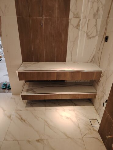 Plitə işləri: Peşəkar kafel-metlax və mərmərə bənzər porselen plitələrin döşənməsi — 21