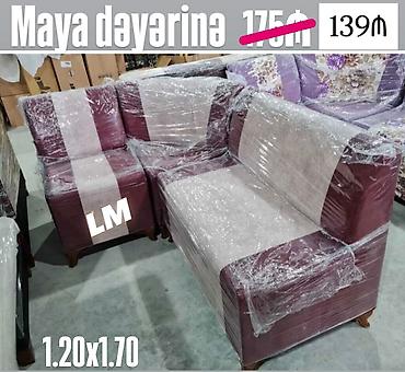 it sekilleri balaca: Künc divan dəsti - Rəng: bənövşəyi/bordo və açıq bej kombinasiya - — 1