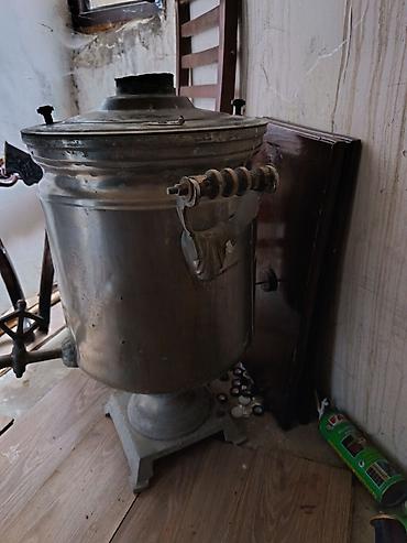 samavar boyuk: Köhnə tip samovar/qaynadıcı qazan – böyük həcmli, mərkəzi baca ilə — 4