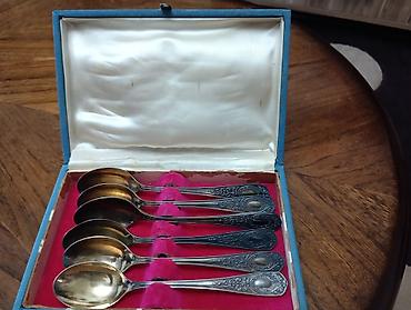 tefal caydan: 6 ədəd vintaj melxior çay qaşığı dəsti - Material: metal, üzərində — 1