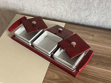 Столовая посуда: Üç bölməli server qabı – sos, zeytun, qəlyanaltı və ədviyyatlar üçün — 3