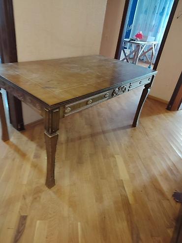 Qonaq otağı üçün, İşlənmiş, Açılan, Dördbucaq masa, 6 stul