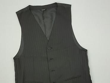polyester tank: Męska kamizelka garniturowa w kolorze grafitowym/czarnym z delikatnym — 1