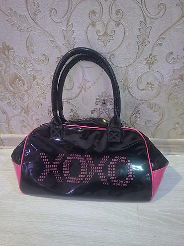 deri çanta: Qara-çəhrayı rəngli “XOXO” dizaynlı çanta - Material: parlaq — 4