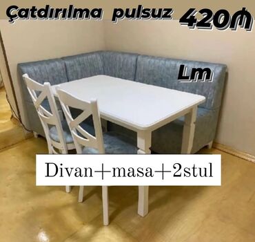 metbext ucun divan: Mətbəx dəsti Masa Divan+2 oturacaq Rəng seçımı mövcuddu Şəhərdaxili