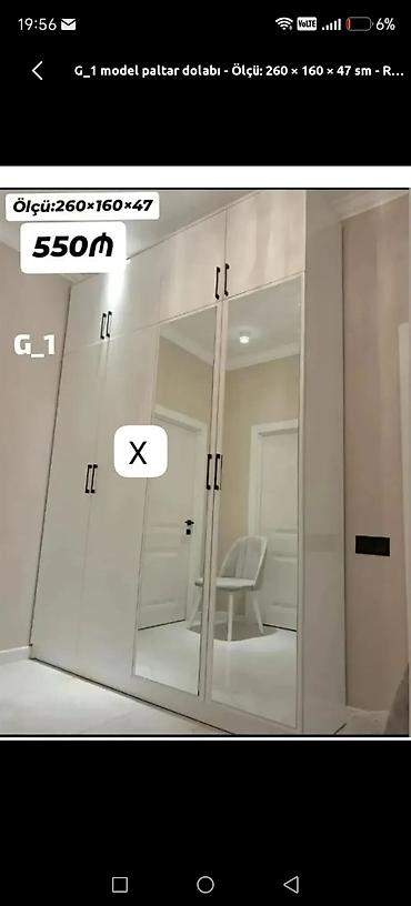 G_1 model paltar dolabı - Ölçü: 260 × 160 × 47 sm - Rəng: ağ lalafo.az -da G_1 model paltar dolabı - Ölçü: 260 × 160 × 47 sm - Rəng: ağ