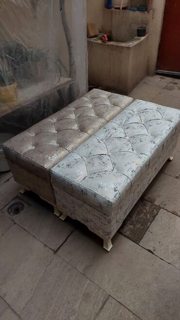 Pufiklər: Yeni, Pufik oturacaq, Süni dəri, rəng - Ağ, Kredit yoxdur, Ödənişli çatdırılma — 11