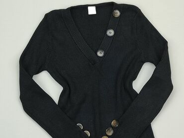 czarne t shirty damskie w serek: Sweter, S, stan - Bardzo dobry
