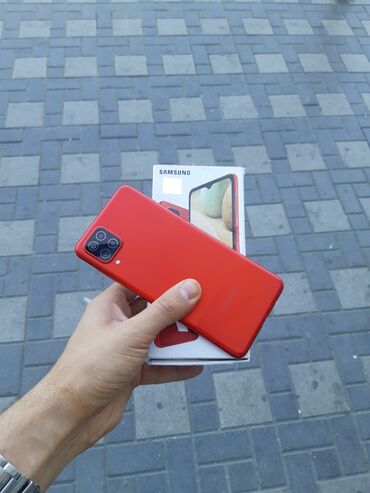 barter: Samsung Galaxy A12, 128 GB, rəng - Qırmızı, Düyməli, Barmaq izi