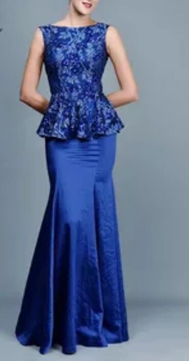 синяя вечерняя платья: Вечернее платье, Русалка, Длинная модель, Шелк, Без рукавов, С пайетками, S (EU 36), M (EU 38)