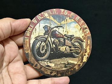 perde aksesuar: Retro motosiklet temalı dairəvi altlıqlar (koasterlər) – 9 ədəd dəst — 7