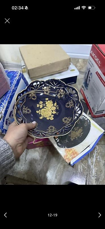 hedef qutusu: Alıram✨✨✨✨✨Qızılı naxışlı dekorativ boşqab - Material — 1