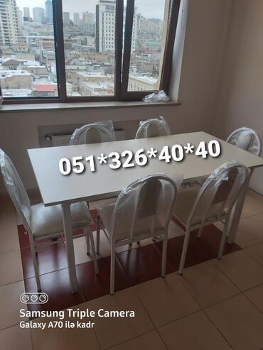 parça stul: Для кухни, Для гостиной, Новый, Раскладной, Прямоугольный стол, 6 стульев, Азербайджан