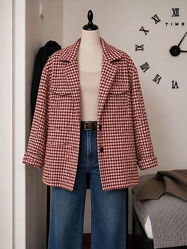 гусиная лапка: Жакет-рубашка в стиле overshirt с принтом «гусиная лапка» — 1
