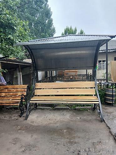 скамейка с козырьком: Скамейка Металл, Со спинкой, С крышей — 1