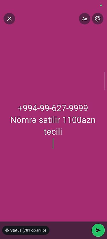 telefon sifarisi: Xüsusi mobil nömrə satılır: 99-627-9999 - Operator: +994 99 - Yadda — 1